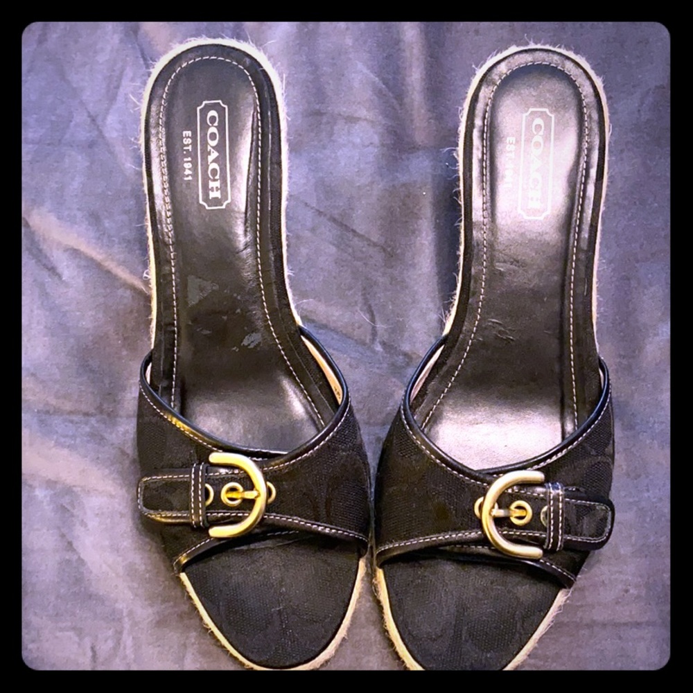 Coach black wedges